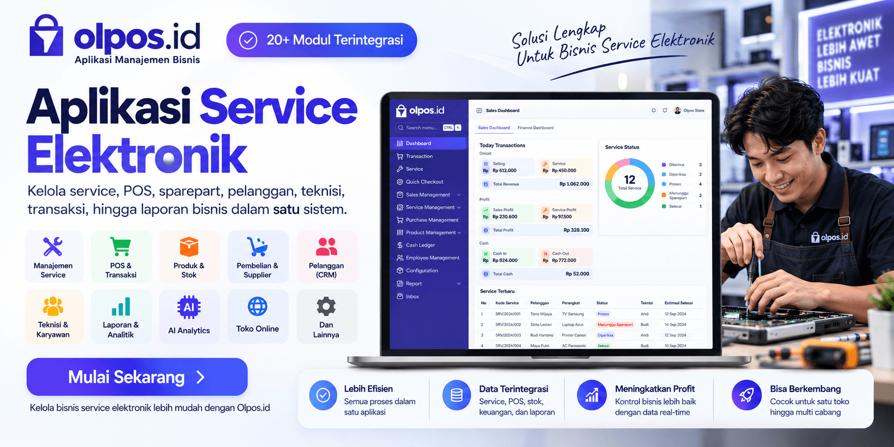 Aplikasi Service Elektronik Terbaik dan Profesional