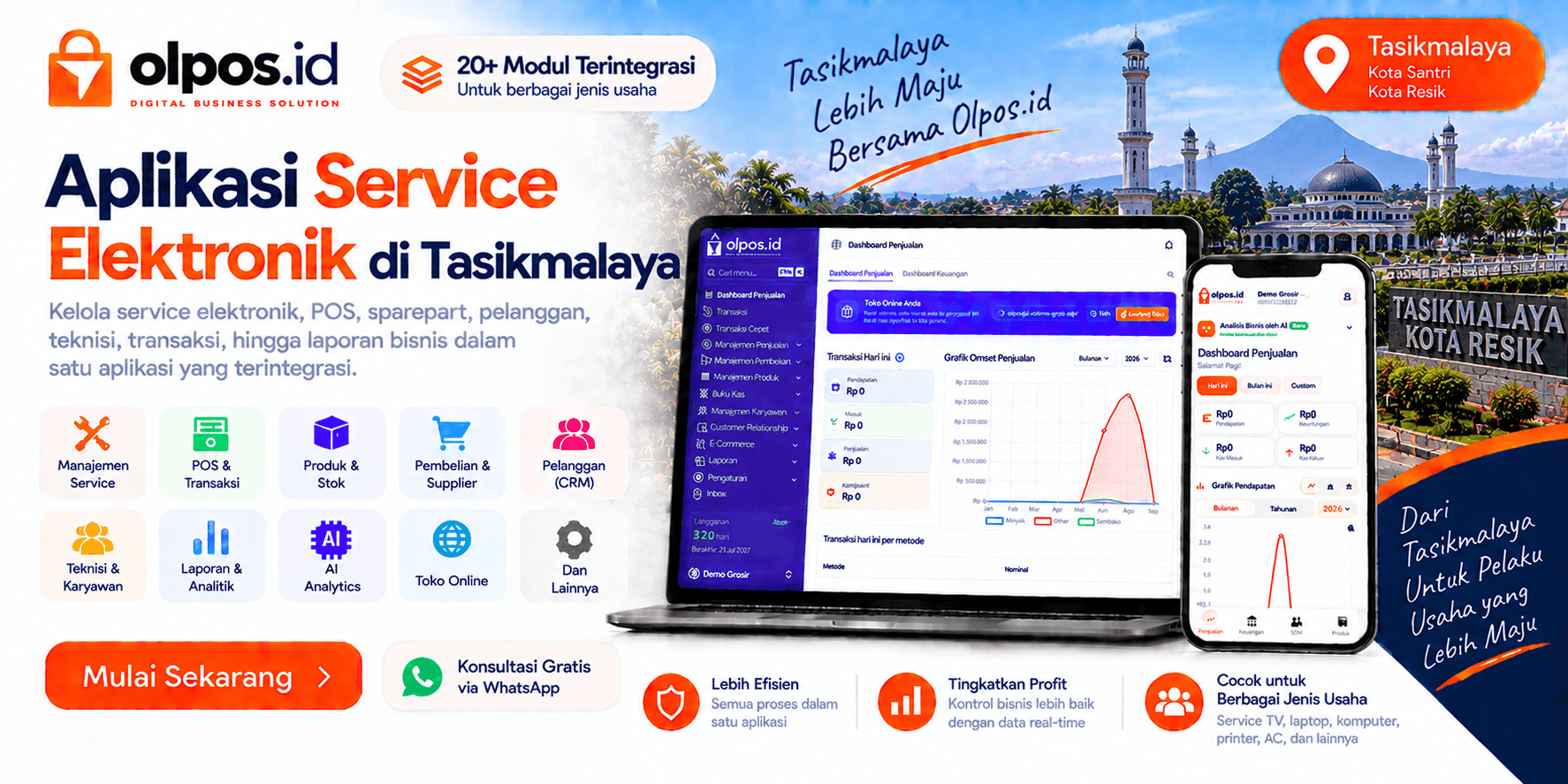 Aplikasi Service Elektronik Profesional di Tasikmalaya | Olpos.id